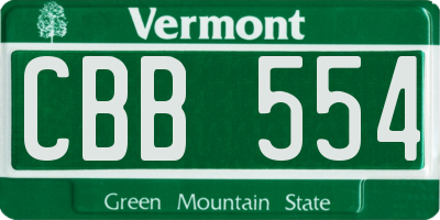 VT license plate CBB554