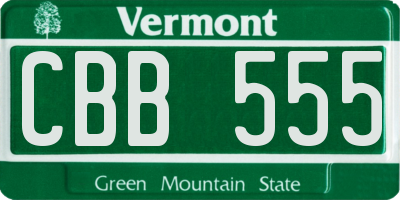 VT license plate CBB555