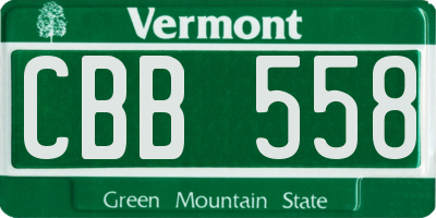 VT license plate CBB558