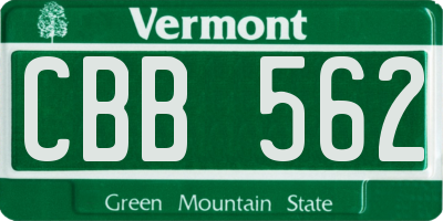 VT license plate CBB562