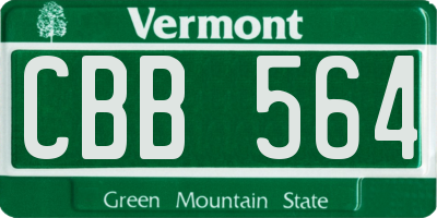 VT license plate CBB564