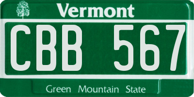 VT license plate CBB567