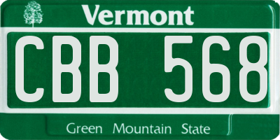VT license plate CBB568