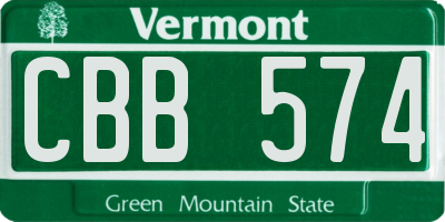 VT license plate CBB574