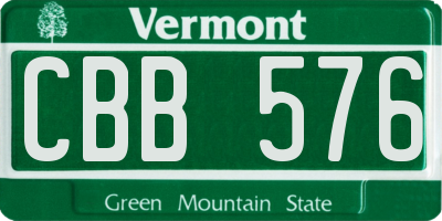 VT license plate CBB576