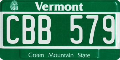 VT license plate CBB579