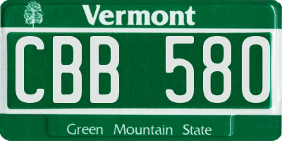 VT license plate CBB580