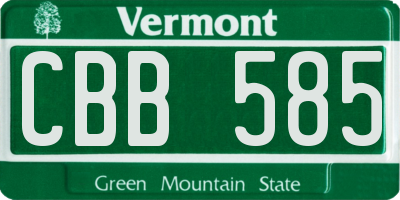 VT license plate CBB585