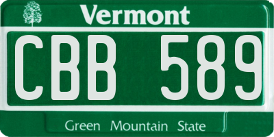 VT license plate CBB589