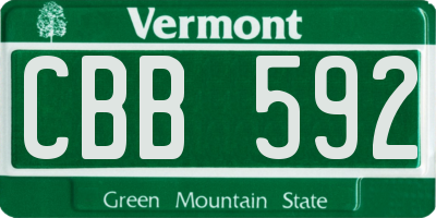 VT license plate CBB592