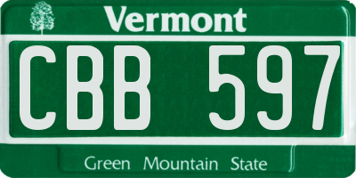 VT license plate CBB597