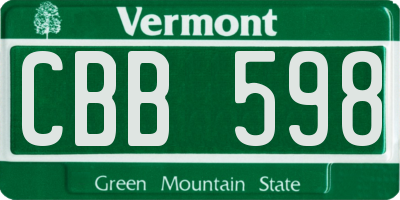 VT license plate CBB598