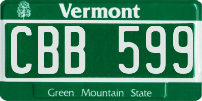 VT license plate CBB599