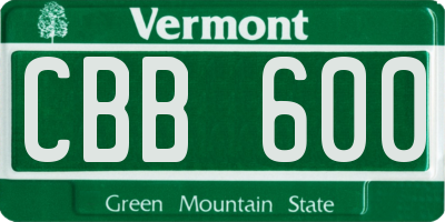 VT license plate CBB600