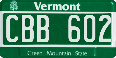 VT license plate CBB602