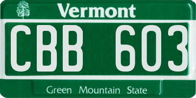 VT license plate CBB603