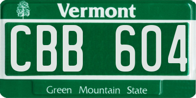 VT license plate CBB604