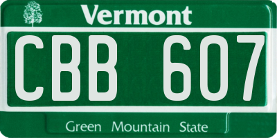 VT license plate CBB607