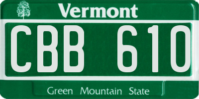 VT license plate CBB610