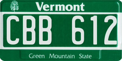 VT license plate CBB612