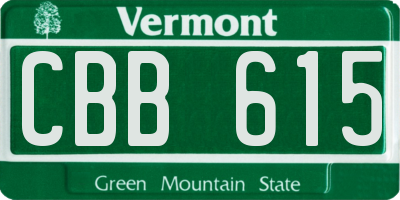 VT license plate CBB615