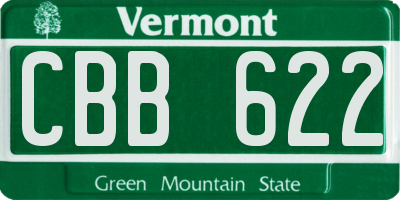 VT license plate CBB622