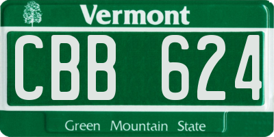 VT license plate CBB624