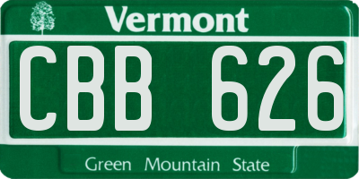 VT license plate CBB626