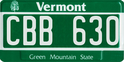 VT license plate CBB630