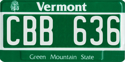 VT license plate CBB636