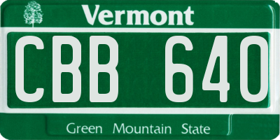 VT license plate CBB640