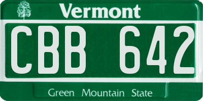 VT license plate CBB642
