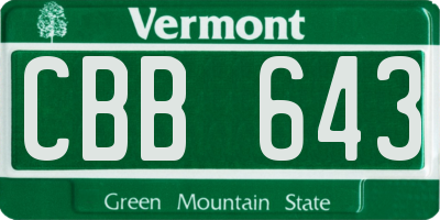 VT license plate CBB643