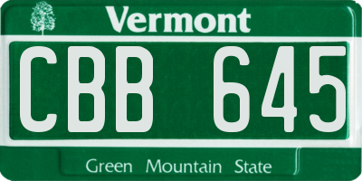 VT license plate CBB645