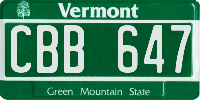VT license plate CBB647