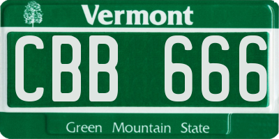 VT license plate CBB666