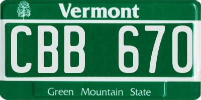 VT license plate CBB670