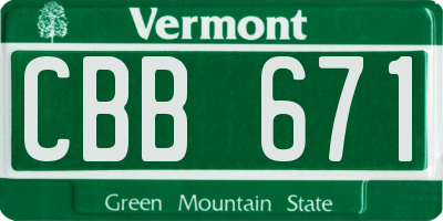 VT license plate CBB671