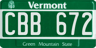 VT license plate CBB672