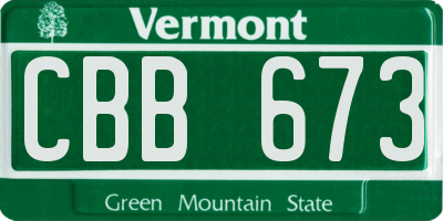 VT license plate CBB673