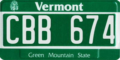 VT license plate CBB674