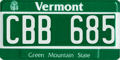 VT license plate CBB685