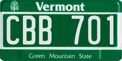 VT license plate CBB701