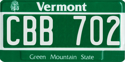 VT license plate CBB702
