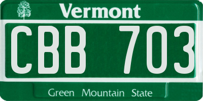 VT license plate CBB703