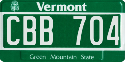 VT license plate CBB704