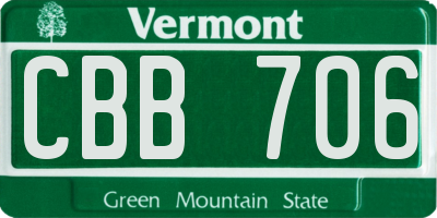 VT license plate CBB706