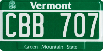 VT license plate CBB707