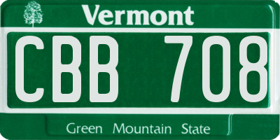 VT license plate CBB708