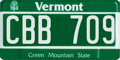 VT license plate CBB709